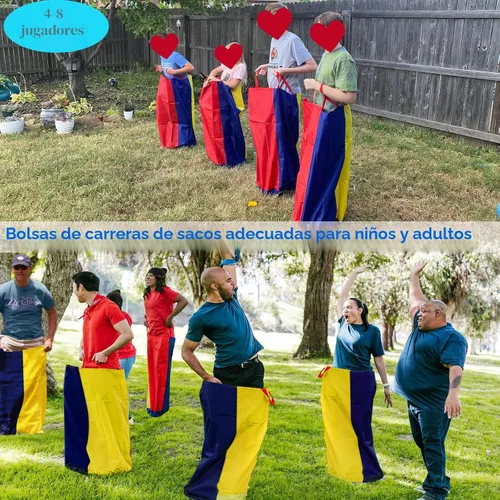 Vista 2 de Bolsas de carreras de sacos de patatas para 4 a 8 jugadores, juegos de patio trasero para niños y adultos, fiesta de cumpleaños de campo, juegos al