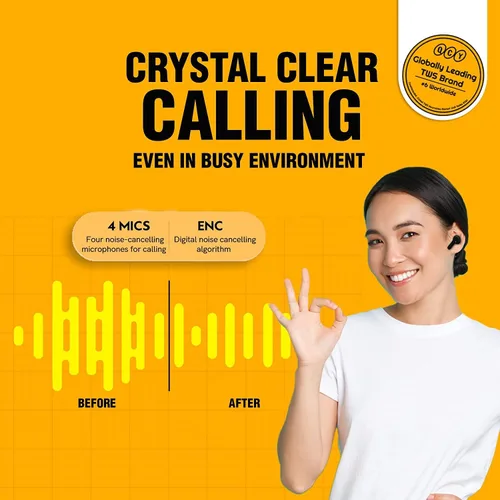 Vista 7 de QCY Auriculares inalámbricos T13 con Bluetooth 5.1, control táctil con estuche de carga, impermeables, estéreo, intrauditivos, micrófono integrado
