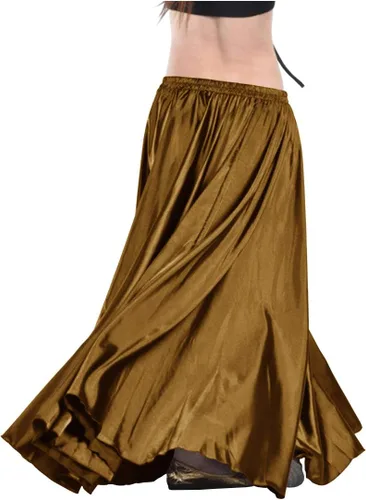 Vista 49 de Indian Trendy Falda de satén para mujer, de círculo completo, para danza del vientre tribal, con movimiento de Halloween Negro