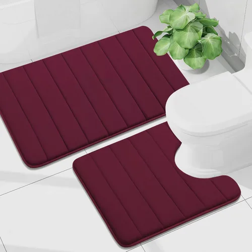 Vista 41 de Buganda Juego de 2 alfombras y tapetes de baño de espuma viscoelástica, lavables a máquina, suaves, antideslizantes, absorbentes, para baño, ducha