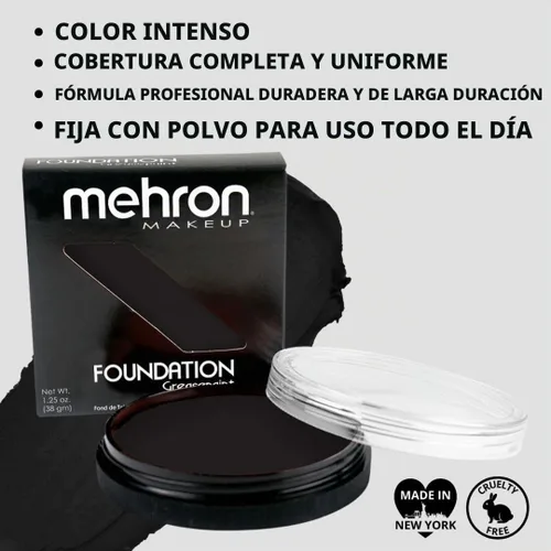 Vista 3 de Mehron Greasepaint- Base de maquillaje(1.25 onzas), Negro