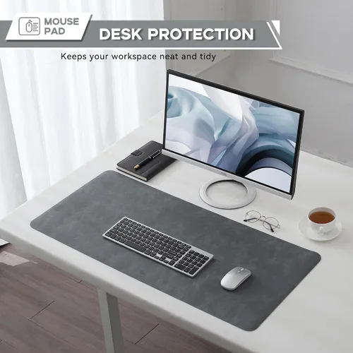Vista 6 de Reniteco Protector de cuero para escritorio, alfombrilla de mouse de cuero, alfombrilla de escritorio de poliuretano de doble cara, alfombrilla