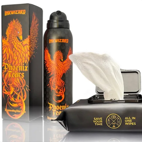 Vista 9 de CleanSkin - Toallitas limpiadoras para tatuajes de jabón verde, todo en uno, toallitas para tatuajes durante el tatuaje Cuidado posterior