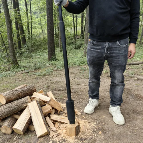 Vista 2 de Divisor manual de madera, divisor de Kindling fabricado con divisores de troncos portátiles de acero resistente para madera, uso en interiores
