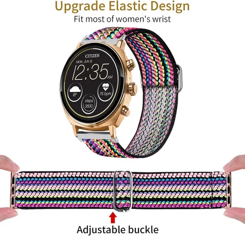 Vista 6 de Compatible con SOMTLERK A221, correa de repuesto ajustable de nailon elástico Lamshaw para hombres y mujeres, compatible con relojes inteligentes