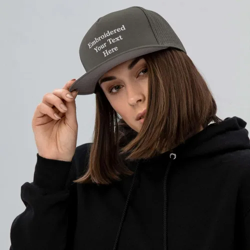 Vista 3 de Otto - Gorra de malla personalizada con cierre de espalda con texto bordado en la parte trasera de tu propio texto con billetes planos, gorras