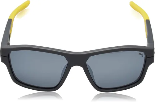 Vista 2 de Puma Blizzard PU0328S - Lentes de sol para hombre con forma rectangular marco de borde completo ciclismo correr golf pesca playa gris-amarillo