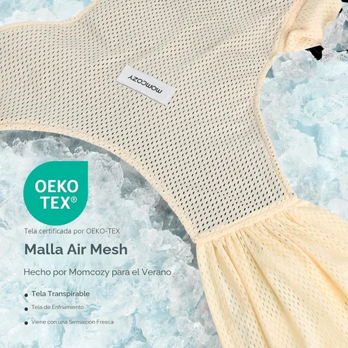 Vista 2 de Momcozy Portabebés AirMesh – El cabestrillo de verano perfecto para recién nacidos a niños pequeños de 8 a 35 libras – Envoltura de bebé de tela