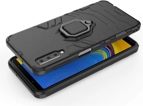 Vista 2 de Funda para Samsung Galaxy A7 2018 / A750, híbrida resistente a prueba de golpes, doble capa de protección para Samsung Galaxy A7 2018 / A750 Negro