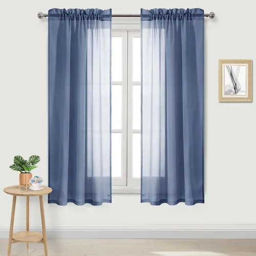 Vista 74 de DWCN Cortinas Transparentes Aqua de Voile Semitransparente con Bolsillo para Barra para Dormitorio y Sala de Estar, 36 x 36 pulgadas de Largo, Juego