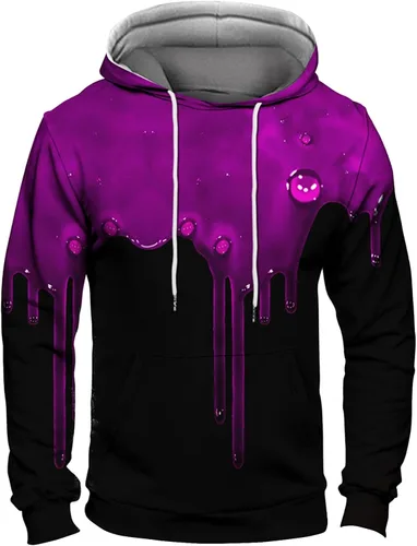 Vista 3 de Sudadera con capucha para hombre, estampado 3D, manga larga, cuello redondo, suéter suelto, sudadera con capucha para hombre, sudadera con capucha