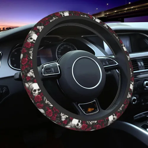 Vista 27 de Funda para Volante de Azulejos Mexicanos Coloridos Accesorios de Automóvil Lindos para Mujeres Niñas Femenino Universal 15 Pulgadas Neopreno