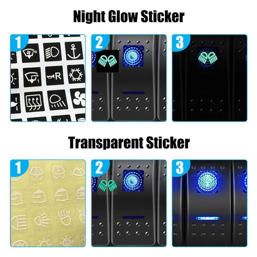 Vista 5 de FXC Panel de interruptor basculante azul de barco marino impermeable de 4 vías con enchufe USB QC3.0 y ranura tipo C + encendedor de cigarrillos +