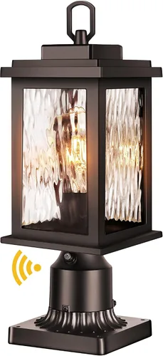 Vista 10 de VIANIS Luces de Poste Exteriores Grandes de Anochecer a Amanecer, Lámpara de Poste Exterior Cableada Permanentemente Negra Impermeable con Base