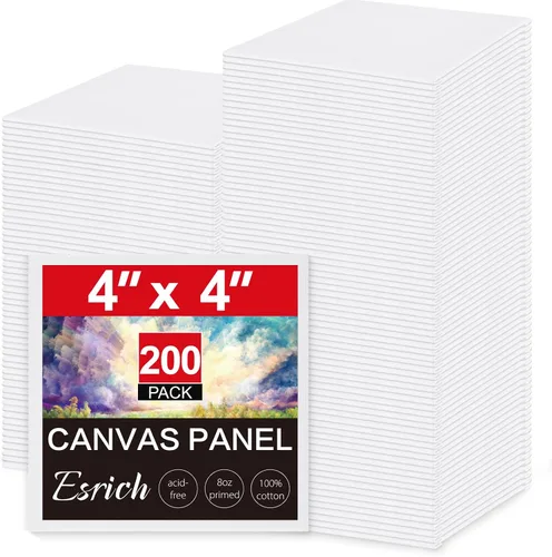 Vista 16 de ESRICH Tableros de lona para pintura, paquete de 15 lienzos de 4 x 4, 100% algodón, pequeños lienzos imprimados sin ácidos, mini paneles de lienzo
