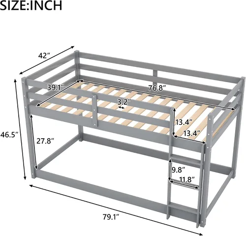 Vista 2 de Merax Litera individual sobre cama individual con escalera y barandillas de seguridad para adolescentes, niños o niñas, no necesita caja