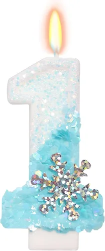 Vista 36 de Velas de cumpleaños con temática de nieve, suministros de fiesta de cumpleaños de invierno, decoración de pastel número 0 de 2.76 pulgadas (número 0)