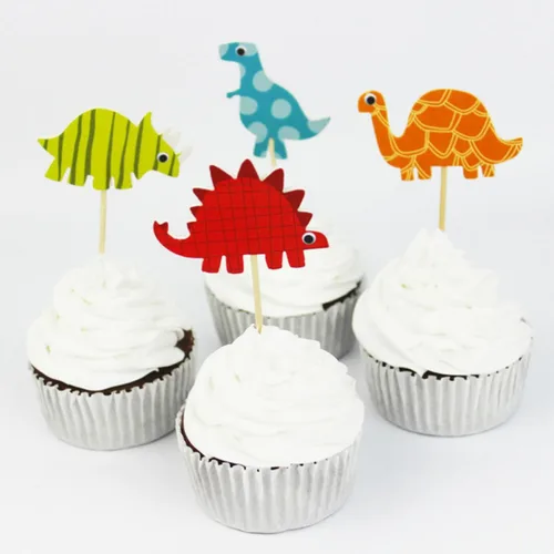 Vista 3 de 96pcs Dinosaur Cake Toppers Cartoon Birthday Party Decoration Picks