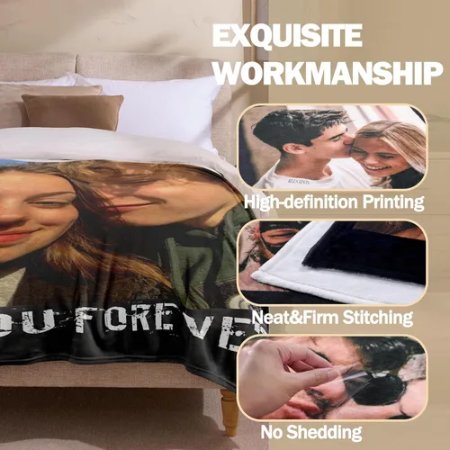 Vista 3 de Envío al día siguiente, manta personalizada para parejas con fotos, manta de franela personalizada, regalos para novio, novia, manta personalizada