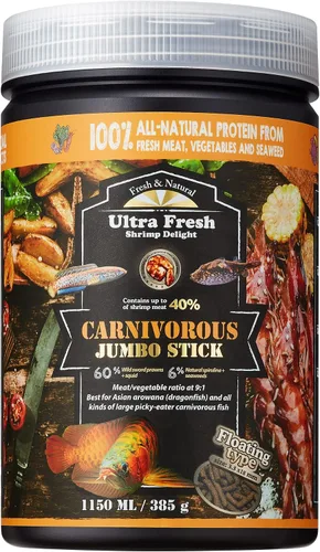 Vista 7 de Ultra Fresh Monster Fish Food, langostinos de espada salvaje, palos flotantes para Oscar, bajo, cíclidos grandes y peces tropicales, palo jumbo