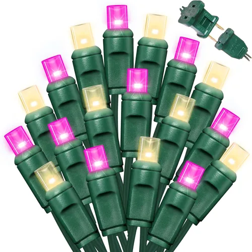 Vista 11 de LAMPHOME 100 unidades (2 paquetes de 50L) de luces de cadena, 30% de bombillas centelleantes y 70% de bombillas de luz constante, luces de Navidad