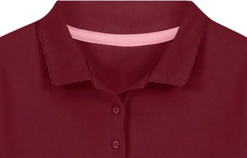 Vista 5 de Nautica Camisa polo de manga corta para uniforme escolar para niñas, cierre de botón, tela de piqué suave