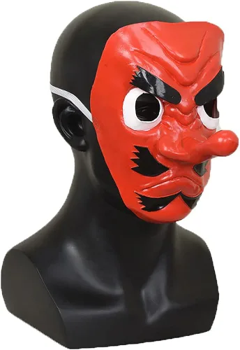 Vista 5 de Kamado Tanjirou Cosplay máscara Tengu máscara de zorro máscara de mascarada vestir Cosplay accesorios para adultos Halloween