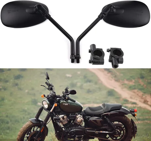 Vista 8 de Espejos laterales retrovisores para manillar de motocicleta, 0.394 in para Honda Sports Bike Cruiser Chopper Dirt Bike Scooter