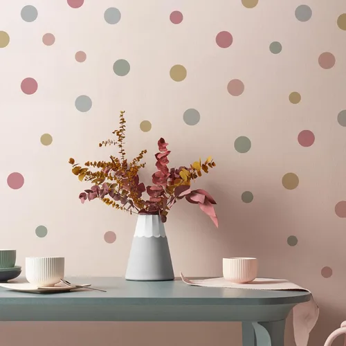 Vista 19 de Calcomanías de pared de lunares coloridos, pegatinas de pared de puntos de acuarela para niños, bebés, niñas, adolescentes y habitación de guardería