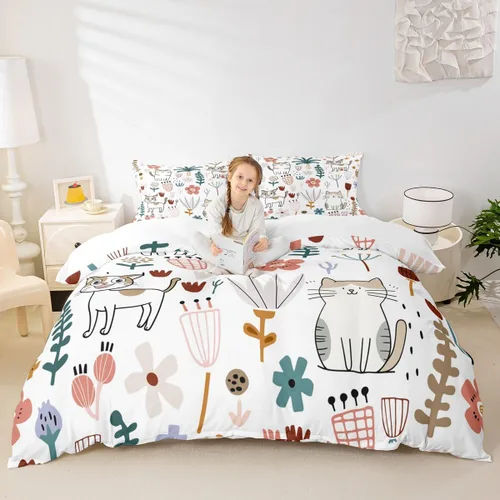 Vista 21 de Feelyou Funda de edredón de elefante de dibujos animados para niños, tamaño individual, juego de ropa de cama de cocodrilo para niños y niñas, funda