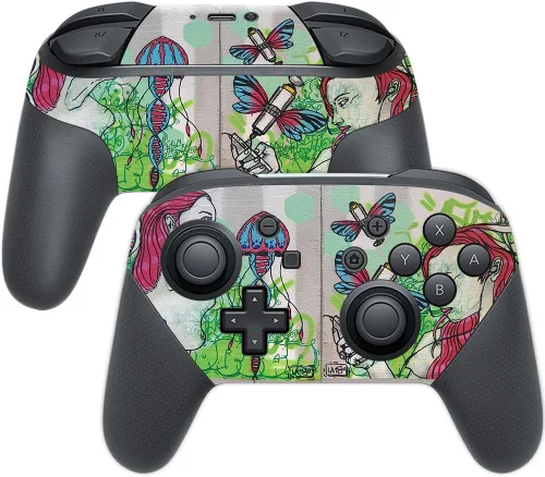 Vista 5 de MightySkins Skin compatible con Nintendo Switch Pro Controller - Negro abstracto Funda protectora de vinilo duradera y única Fácil de aplicar