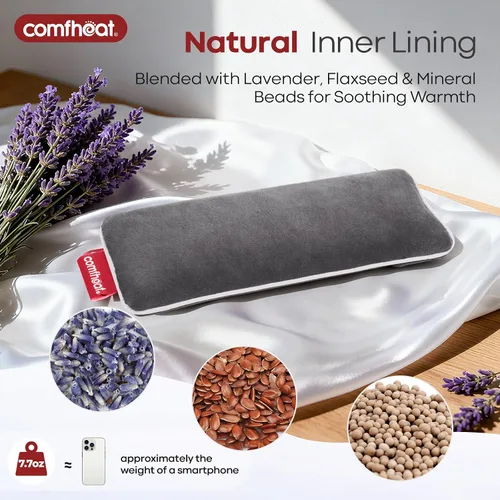 Vista 3 de Paquete de 2 almohadas ponderadas de lavanda para yoga, mascarilla de compresión de ojos húmedos para microondas, con funda lavable para relajación