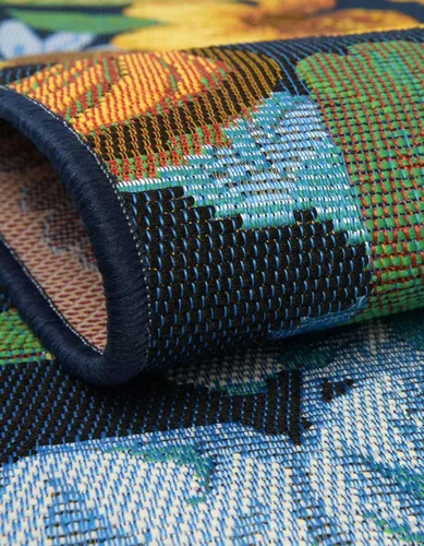 Vista 6 de Unique Loom Outdoor Botanical Collection - Alfombra de área Calypso (4 pies 1 pulgada octágono multi/azul claro)