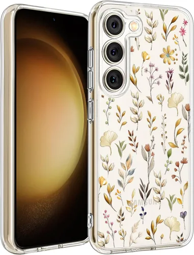 Vista 11 de Unov Funda para Galaxy S23, transparente con diseño, ajuste delgado, buen agarre, funda de teléfono en relieve, cubierta protectora a prueba