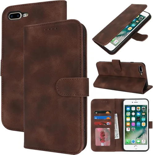 Vista 92 de Funda tipo cartera para iPhone 8 Plus iPhone 7 Plus con tarjetero para iPhone 8 Plus, funda tipo cartera para mujeres y hombres, de piel sintética