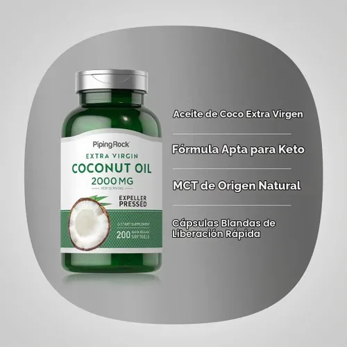 Vista 4 de Piping Rock Aceite de coco para piel y cabello Cápsulas de cápsulas