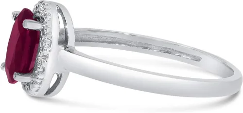Vista 4 de Direct-Jewelry Anillo de diamantes y rubí ovalado de oro blanco de 14 k