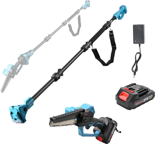 Vista 10 de solo sierra de poste extensible, correa de hombro (sin motosierra ni batería) Rotatable Pole14ft Max Reach, Tool-Free Installation, Compatible