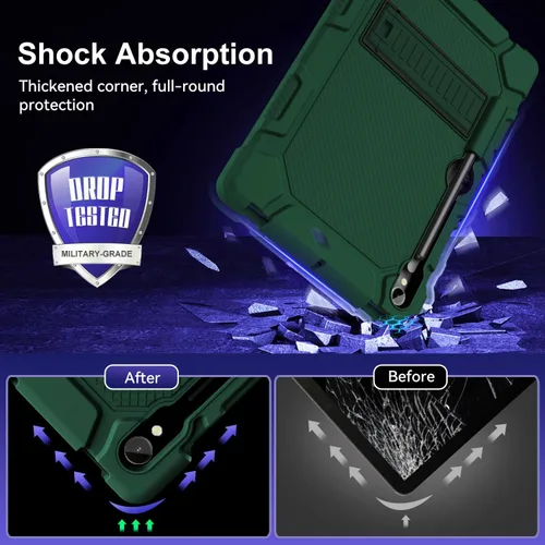 Vista 5 de Funda para Samsung Galaxy Tab S10 Lite/ S10 FE/ S9 FE 5G 10.9 Pulgadas/Galaxy Tab S9 11 Pulgadas 2023, Funda Protectora a Prueba de Golpes con Negro