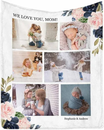 Vista 29 de InterestPrint Regalos personalizados para mamá, manta personalizada con fotos y fotos familiares, regalos de cumpleaños para el día de la madre