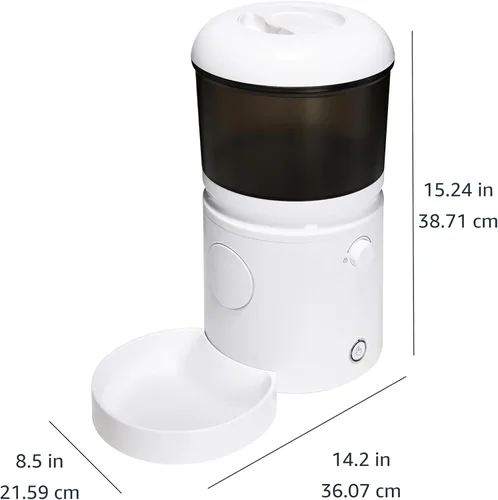 Vista 6 de Amazon Basics Comedero automático para gatos con grabadora de voz programable, alimentación lenta, control de porciones, capacidad de 4 L