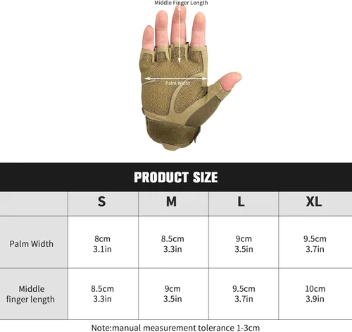 Vista 5 de FREE SOLDIER Outdoor Gloves for Men, Fingerless Motorcycle Gloves for Cycling Hiking Camping Climbing, Airsoft Gloves for Paintball