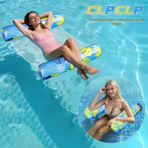 Vista 3 de 5 Pack Inflatable Pool Floats Adult, 4-in-1 Water Hammock