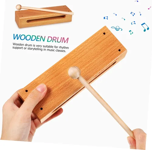 Vista 6 de Mikinona 8 juegos de bloques de madera de un solo tono con batidores, instrumentos de percusión de mano para niños y niñas, educativos