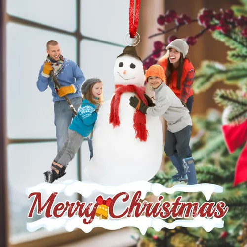 Vista 7 de Adorno personalizado para tu foto, adornos de Navidad con foto personalizada, adorno familiar personalizado, regalo para árbol de Navidad, chimenea