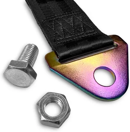 Vista 2 de Q1-TECH, Correa de remolque JDM – Cinturón de remolque de carreras deportivas, gancho de cuerda de tracción personalizado para parachoques delantero