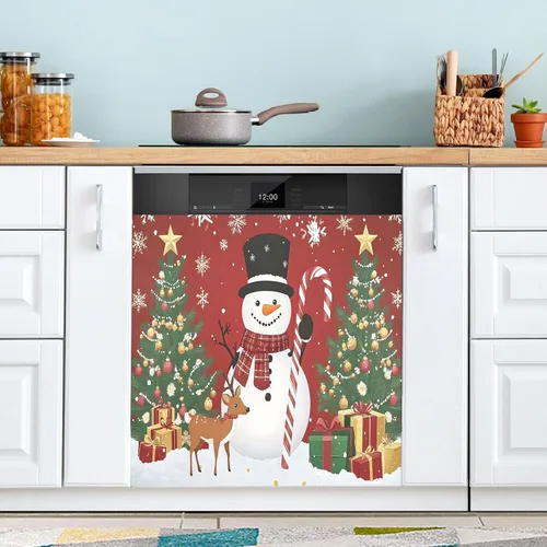 Vista 8 de Christmas Family Gnomes Dishwasher Magnet Cover Refrigerator Door Cover Magnectic Sticker Kitchen Panel Decal Appliances Decor 23x26inch Multi 1