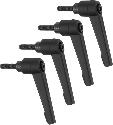 Vista 25 de uxcell 4 perillas ajustables M5 x 0.472 in, rosca macho, botón de trinquete, bloqueo rápido, perno giratorio para maquinaria de torno, color negro