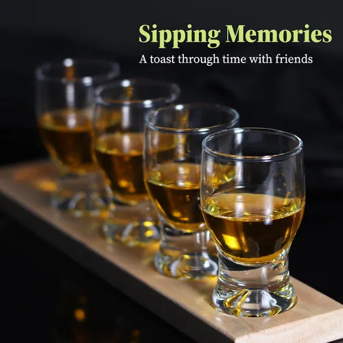 Vista 5 de QUAFFER Vasos de chupito (juego de 4) – Elegantes vasos de chupito transparentes de 2 onzas – Vodka clásico de whisky vodka tequila Jerez Brandy