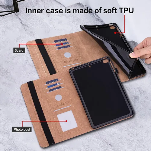 Vista 2 de ALILANG Funda para Samsung Galaxy Tab S5e de 10,5 pulgadas con lápiz capacitivo, a prueba de golpes plegable, negro (black horse)